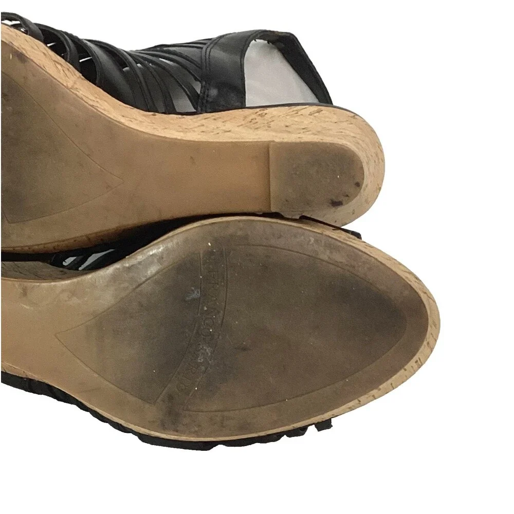 Franco Sarto Sharp Women's Sz 7.5 Black Leather Espadrilles 3.75